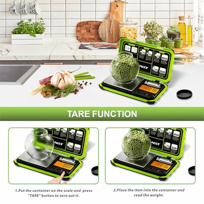 Precision Pocket Scale, 200gx0.01g Jewelry gram Scale, - color: Fluorescent green