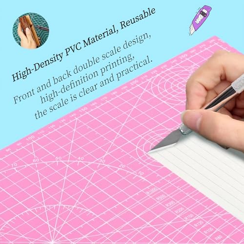 A5 Self-Healing Cutting Mat, Small Cutting Mat, Professional Double Sided Durable Cuttings Mats, Great for Hop Scrapbooking, Quilting, Fabric, Sewing Craft Projects (Mixed Colors, A5) - color: Mixed Colors