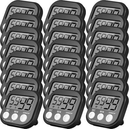 Leumoi 24 Pcs Digital Kitchen Timers Bulk Timer for Classroom, Black - color: Black