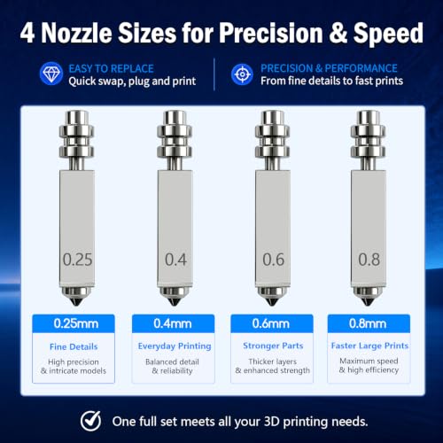 4PK Nozzle for Kobra X/Kobra 4 0.25/0.4/0.6MM Integrated Hotend - style: 4PK