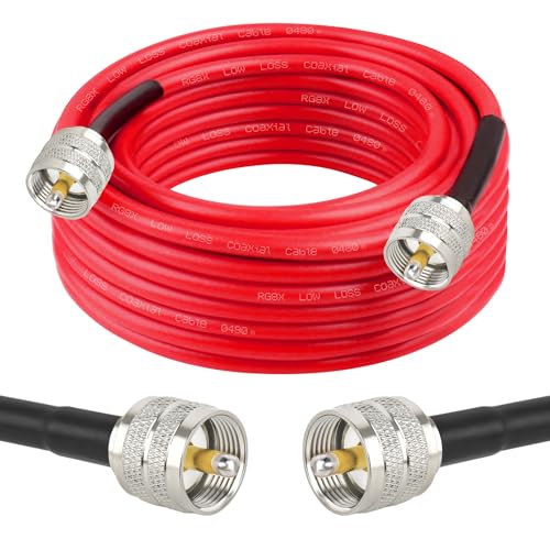 MOOKEERF RG8X Coaxial Cable 25ft,CB Coax Cable,UHF PL259 Male to Male Low Loss CB Antenna Cable 50 Ohm for HAM Radio,Antenna Analyzer,Dummy Load,SWR Meter - size: 25FT