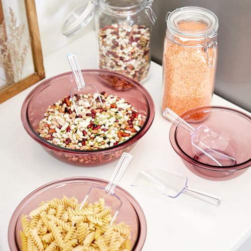 iDesign Large Plastic Scoop Measuring Cups – Set of 4, Pet Food, Coffee Grounds, Versatile Scoop, 2.25" x 1.25" x 6.5", 1/3 Cup, Clear - color: Clear, size: One Size