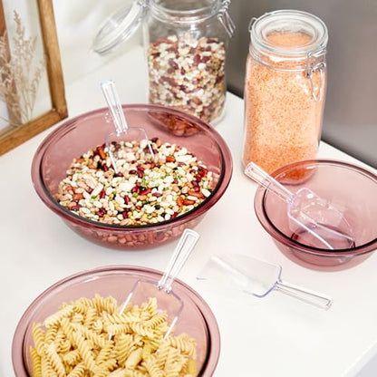 iDesign Large Plastic Scoop Measuring Cups – Set of 4, Pet Food, Coffee Grounds, Versatile Scoop, 2.25" x 1.25" x 6.5", 1/3 Cup, Clear - color: Clear, size: One Size