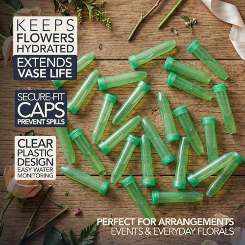 Royal Imports Floral Water Tubes with Caps – 3" Green Plastic Flower Vials - color: 3" Green-Standard 25 Pack