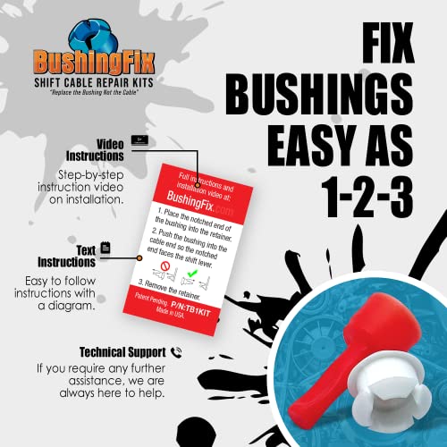 BushingFix TB1Kit - Automatic Transmission Shift Cable Bushing Repair Kit, Replacement Shifter Cable Bushing, Quality Transmission Repair Kit, Compatible with Chevrolet, Jeep, Ford and Other Brands
