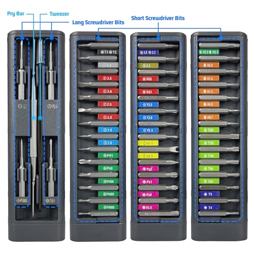 49 in 1 Electronics Precision Screwdriver Set, Professional Magnetic Repair Tool Kit with Stainless Steel Handle and 20 Bits for Computer, PC, iPhone, Laptop, Watch, Xbox, PS5, Ring Doorbell