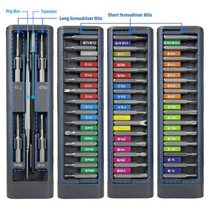 49 in 1 Electronics Precision Screwdriver Set, Professional Magnetic Repair Tool Kit with Stainless Steel Handle and 20 Bits for Computer, PC, iPhone, Laptop, Watch, Xbox, PS5, Ring Doorbell