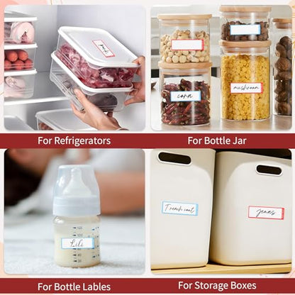 1000 Food Labels, Removable Freezer Labels with Dispenser, Red/Blue - size: 1 x 3 in