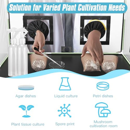 Mushroom Mycology Large Still Air Box 31.5X 20.5X 20.5 inch Professional-Grade Grow Tent with Flow Hood & Monotub Kit, Mushroom Planting Bag Tent Kit for Spores Horticulture Supplies Home Scientists