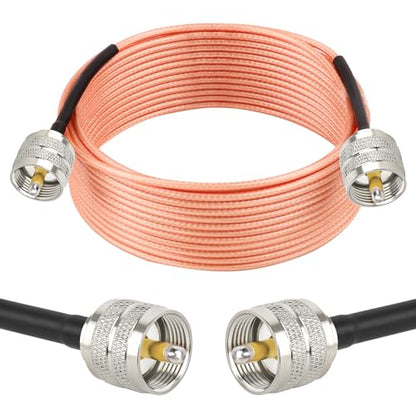 MOOKEERF RG316 CB Coax Cable - 25FT UHF PL259 Male to Male CB Antenna Cable 50 Ohm for HAM Radio,Antenna Analyzer,Dummy Load,SWR Meter - size: 25FT