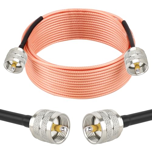MOOKEERF RG316 CB Coax Cable - 25FT UHF PL259 Male to Male CB Antenna Cable 50 Ohm for HAM Radio,Antenna Analyzer,Dummy Load,SWR Meter - size: 25FT