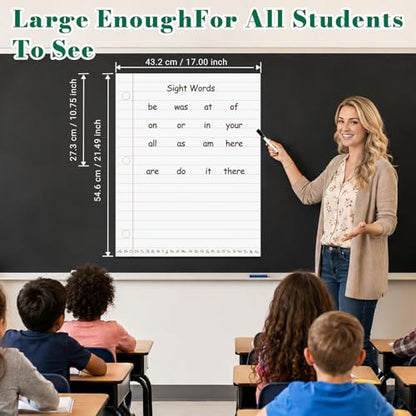 17 x 21 in Giant Magnetic Notebook Paper,Dry Erase Lined for Classroom - size: Notebook Paper - 17 x 21 in