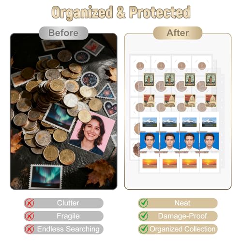 BYSTER Coin Collection Book, 30 Pack 600 Pockets Coin Sleeves, Faux Leather Coin Collection Holder Album, Coin Collection Organizer Storage Box Case (Coin Flips Not Included), Black - color: Black