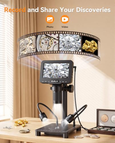 Elikliv Coin Microscope with Weighing Scale, Digital Magnifier 8+2 Lights