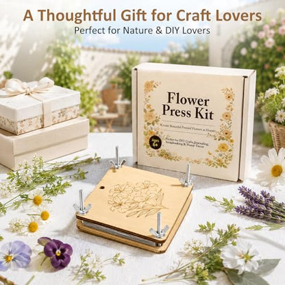 MeRGBWLife Mini Flower Press Kit, Pocket Size Plant Press for Small Flowers, Leaves and Herbs, Portable Wooden Press for Travel, DIY Crafts and Beginners,3.9X3.9inch - size: 3.9"x3.9"