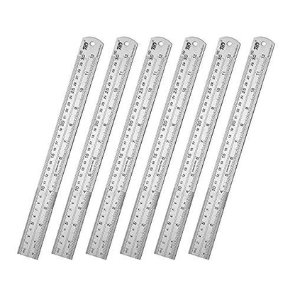 ZZTX Metal Ruler 12 Inches Stainless Steel 6 Pack