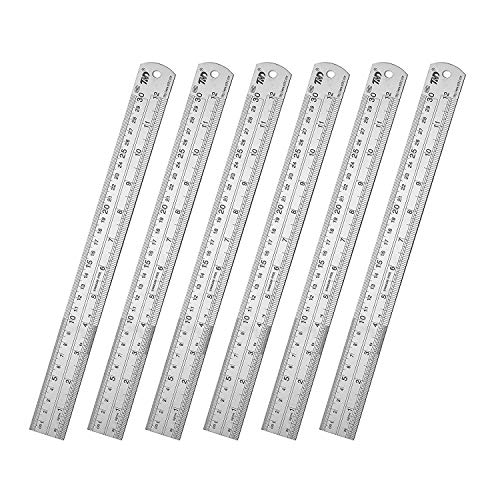ZZTX Metal Ruler 12 Inches Stainless Steel 6 Pack