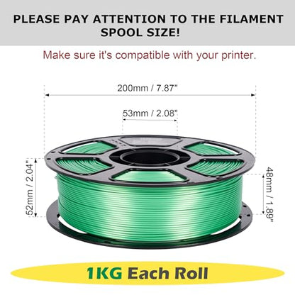 Silk PLA Filament 1.75mm Bundle 8x1KG, 3D Printer Filament Pack - color: Silk Gold+red+purple+blue+green+black+white+silver