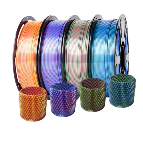 Silk Dual Color Filament Bundle 4KG, 3D Printer Filament 1.75mm - color: Silk Blue Green+red Gold+rose Blue+rose Green