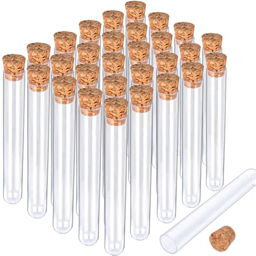 30Pcs Clear Plastic Test Tubes with Cork 7ml, Good Seal for Jewelry Seed Beads Powder Spice Liquid Storage, Lab Use or Decoration - size: 30pcs*7ml(12x100mm)