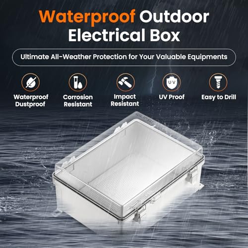 QILIPSU Outdoor Electrical Box Waterproof Junction Box 16.1"x12.2"x7.1" - color: Clear, size: 16.1"x12.2"x7.1"