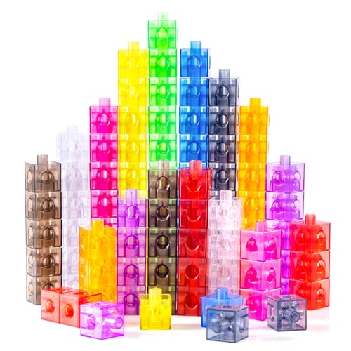 100 Pcs Translucent Linking Cubes – Light Table Manipulatives - color: Translucent Linking Cubes