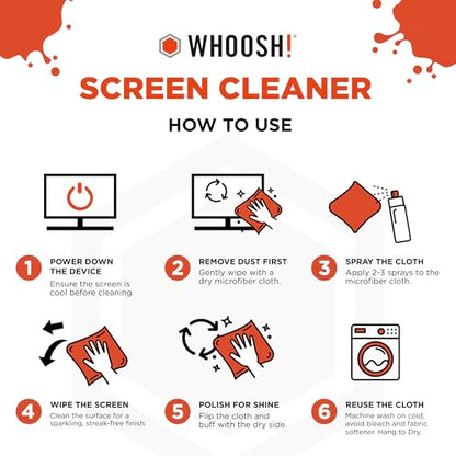 WHOOSH! Screen Shine Go XL – Screen Cleaner Spray & Wipe Kit, 3.4 fl oz - size: 3.4 fl oz (Pack of 1)