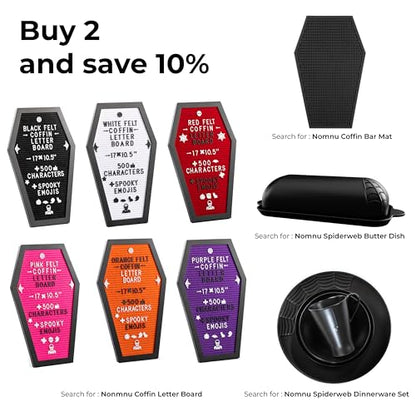 Nomnu Coffin Letter Board, Black Goth Decor with Bat Stickers Spooky Emojis - color: Black