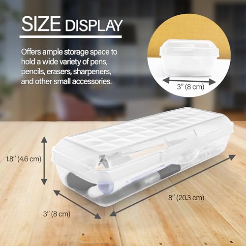 BAZIC PRODUCTS LUCENT Clear Pencil Box, Snap-Latch Lid - size: 1-Pack