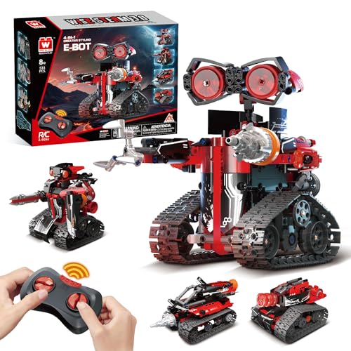 4-in-1 RC Robot Building Kit, STEM Robotics for Kids Ages 8-12, 533 PCS