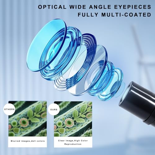 M2 Dual Power Supply Compound Monocular Microscope 40X-2000X for Adults & Students All-Metal STEM Lab Kit with Glass Optics, Dual LED, Slides & Carry Case