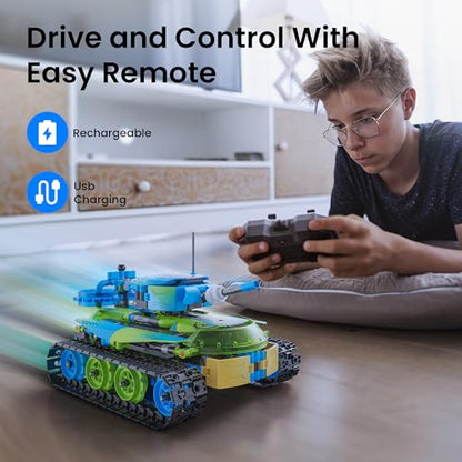 Sillbird Bundle - 2 Items Robot Car Building Kit with Remote Control Christmas STEM Gifts for Boys Ages 8-14, Technic Coding Stunt Racer Toys for Kids Birthday, Buildable 5in1 Models