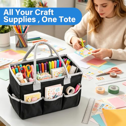 ZKOO Art Craft Organizer Tote Bag, Desktop Tote and Organizer Black - color: Black