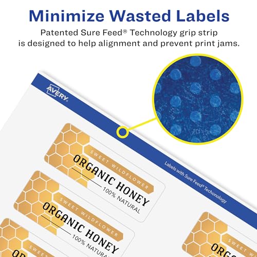 Avery® Matte White Removable Rectangle Labels, Sure Feed® Technology, 1" x 4", 500 Removable Labels, Laser/Inkjet Printable - style: 500 labels