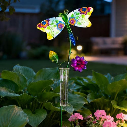 Solar Rain Gauge Outdoor, 7 Inch Tube Dragonfly Rain Gauge
