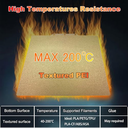 235x235mm Gold PEI Printing Bed for Adventurer AD5X/5M/5M Pro, Double-Sided Textured Flexible Heated Spring Steel Build Plate for Adventurer AD5X/5M/5M Pro 3D Printer - size: 235x235mm(5M)