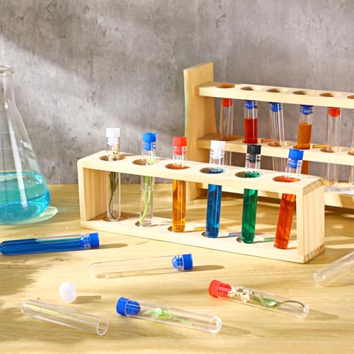 Flutesan 200 Pcs Clear Plastic Test Tubes,16 x 100 mm(10 ml),Multicolor - color: Multicolor