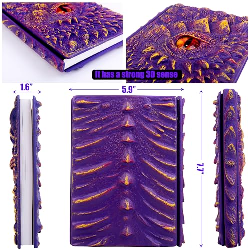 3D Dragon Eye Embossed Journal,Resin Engraving Notebook,Dnd notebook for Dragon Lovers ，Blank Paper,Hardcover Travel Notepad for Writing,Sketchbook,Collection,Gift,Decoration A4 and A5 Size (A5-Purple-Lined) - color: A5-Purple-Lined