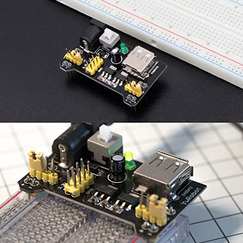 3.3V 5V MB102 Solderless Breadboard Power Supply Module with 9V Battery Clip Power Cable 2.1x 5.5mm Male DC Jack Plug for Arduino (Pack of 3) - size: 3 Set