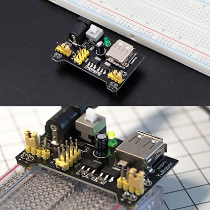 3.3V 5V MB102 Solderless Breadboard Power Supply Module with 9V Battery Clip Power Cable 2.1x 5.5mm Male DC Jack Plug for Arduino (Pack of 3) - size: 3 Set