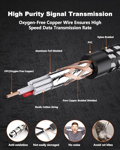 XLR Cables 3ft 2 Pack,Short Microphone Cable OFC Noise Reduction - color: Black-White, size: 3 Feet