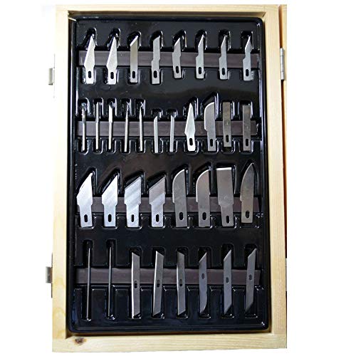 48 Pc Comprehensive Hobby Knife Set | Variety of Blades | Ergonomic Handles | Wooden Box 11" x 7" x 2" | Ultimate Craft Hobby Knife Blade Scapels For Precision Cutting Crafting - style: 48 Piece