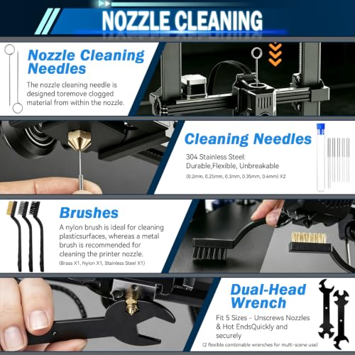 56Pcs 3D Printer Tool Kit for FDM & SLA, Includes Nozzle Unclogging, Support Removal, Model Polishing & Calibration Tools, with Portable Organized Storage Bag