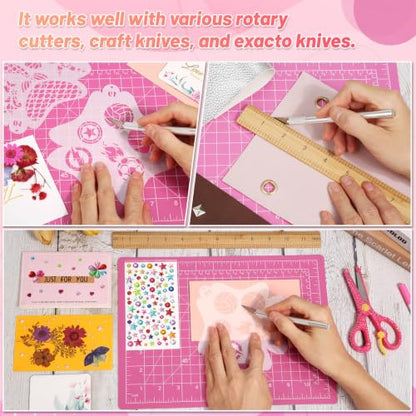 anezus Self Healing Cutting Mat for Rotary Cutting, 12" x 9", Pink - color: Pink, size: 12"L x 9"W