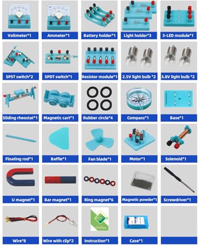 Electricity Circuit and Magnetism Experiment Kits, Electromagnetism Elementary Electronics, Various Electrical and Electromagnetic Experiments, Circuit kit