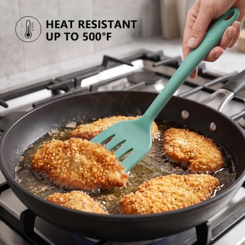 Coukre 3 Pack Silicone Spatula Set, Heat Resistant to 500°F, BPA-Free - color: PureAquaGreen