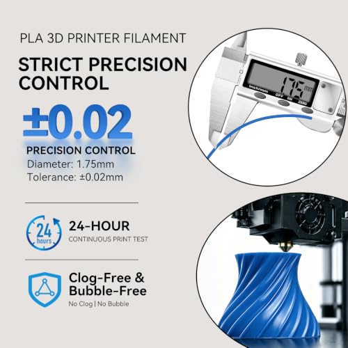 Kingroon PLA 3D Printer Filament, Dimensional Accuracy +/- 0.02 mm, 1 kg Spool(2.2lbs), 1.75 mm，Blue - color: 1kg Blue