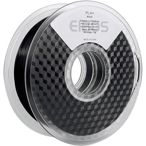 EIBOS PLA+ Filament 1.75mm 1KG Spool (2.2lbs) Spools, Neatly Wound 3D Printer Filament PLA Plus,Compatible with Most FDM 3D Printers, Black - color: Black