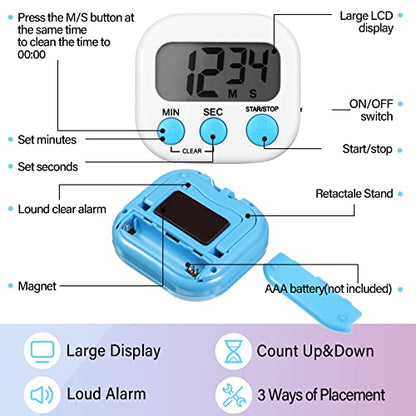 Weewooday 24 Pcs Digital Kitchen Timer Magnetic LCD Alarm, Colorful - color: Colorful