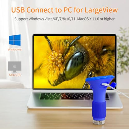 Microscope for Kids, SKYBASIC 2" IPS Screen 1000X Handheld Digital Microscopes HD Pocket Portable Mini USB Microscope Camera, PC Compatible, Science Edu Fun Birthday Gifts Toys for Children Students - color: Blue